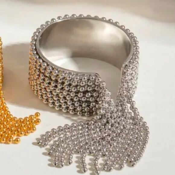 Stainless Steel Tassel Ring Beaded Adjustable Fringe Cascading - Picture 5 of 13